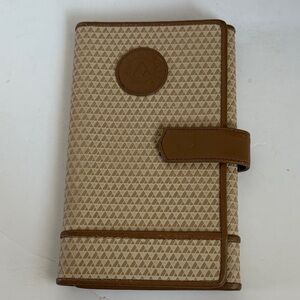 Vintage Liz Claiborne tan and beige pocketbook checkbook snap close wallet